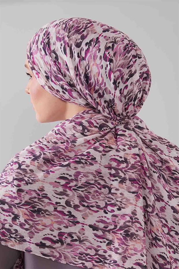 Mor Batik Desen Pamuk Şal