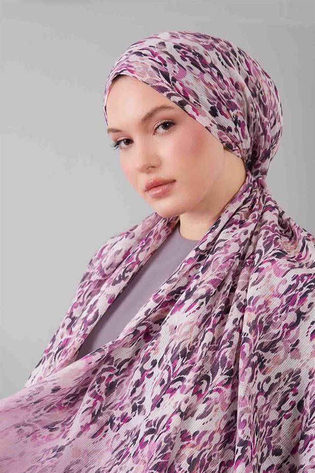 Mor Batik Desen Pamuk Şal