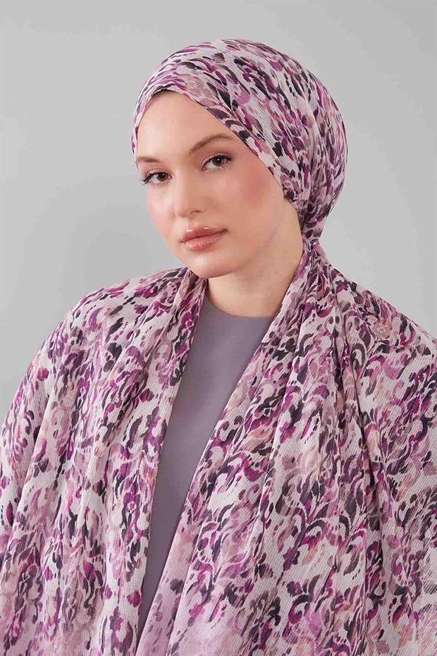 Mor Batik Desen Pamuk Şal