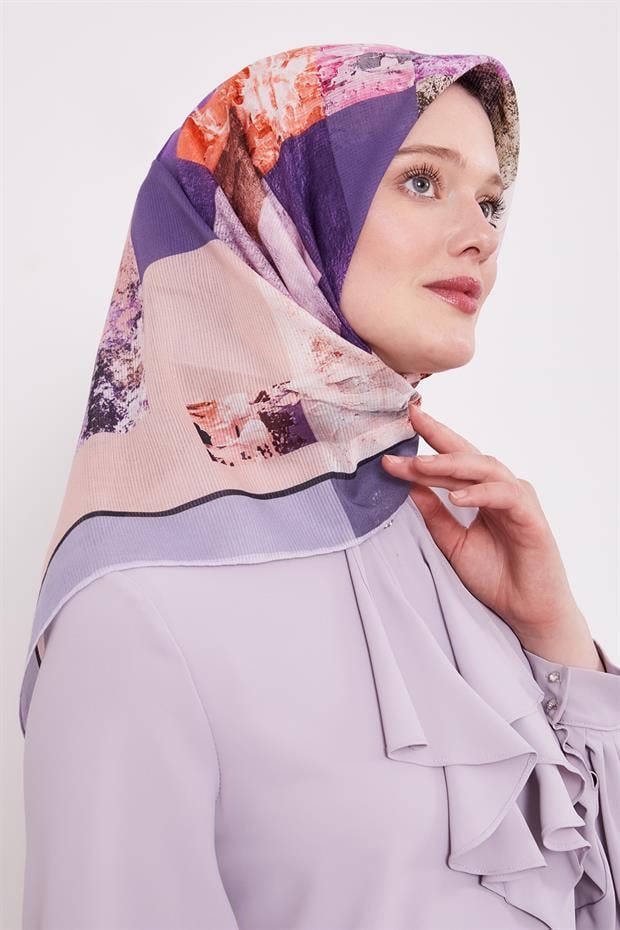 Mor Çizgili Batik Pamuk Eşap