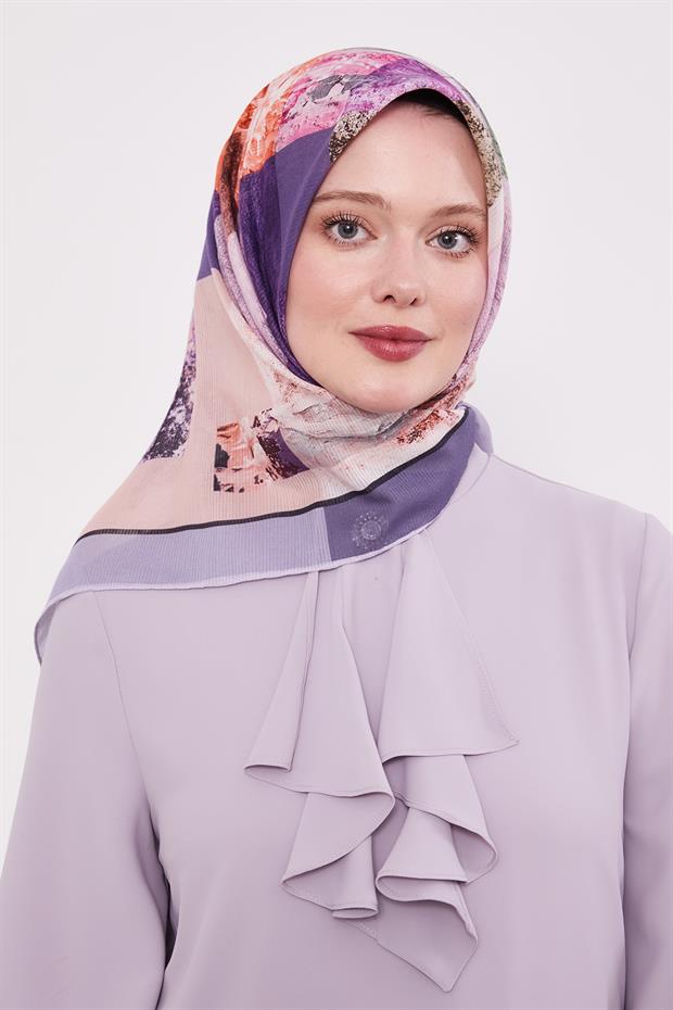 Mor Çizgili Batik Pamuk Eşap