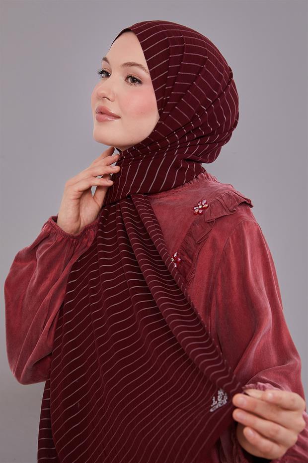 Mor Çizgili Cazz Şal