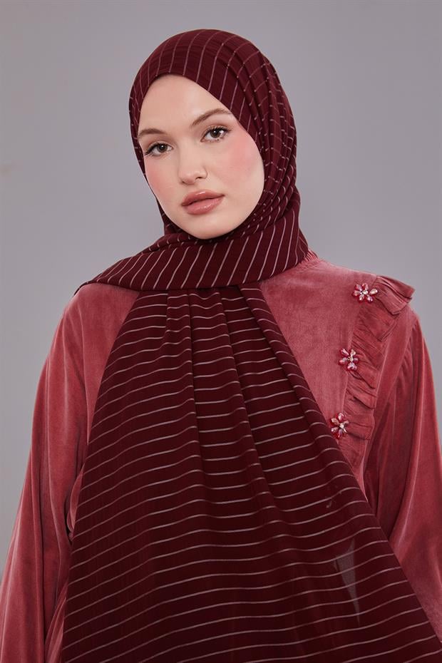 Mor Çizgili Cazz Şal