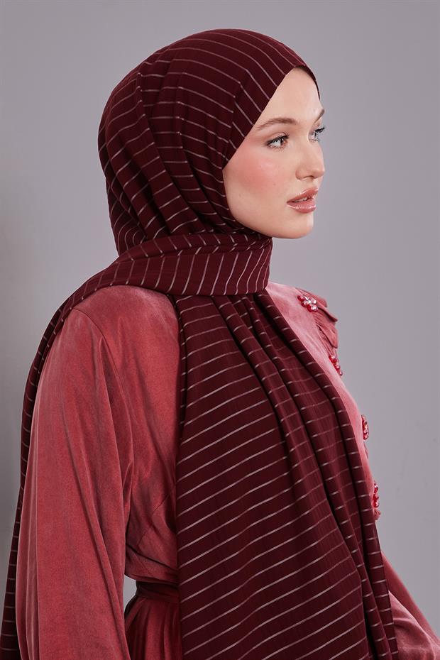 Mor Çizgili Cazz Şal