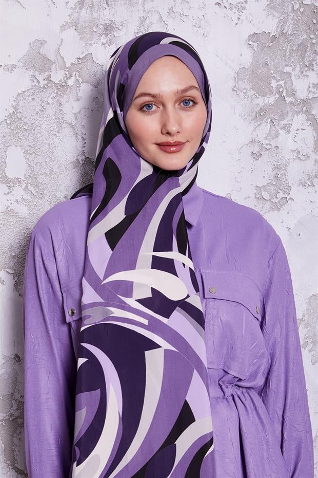 Mor Damla Desen Royal Şal