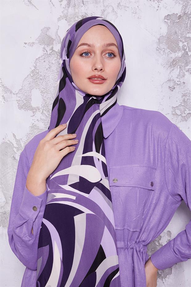 Mor Damla Desen Royal Şal