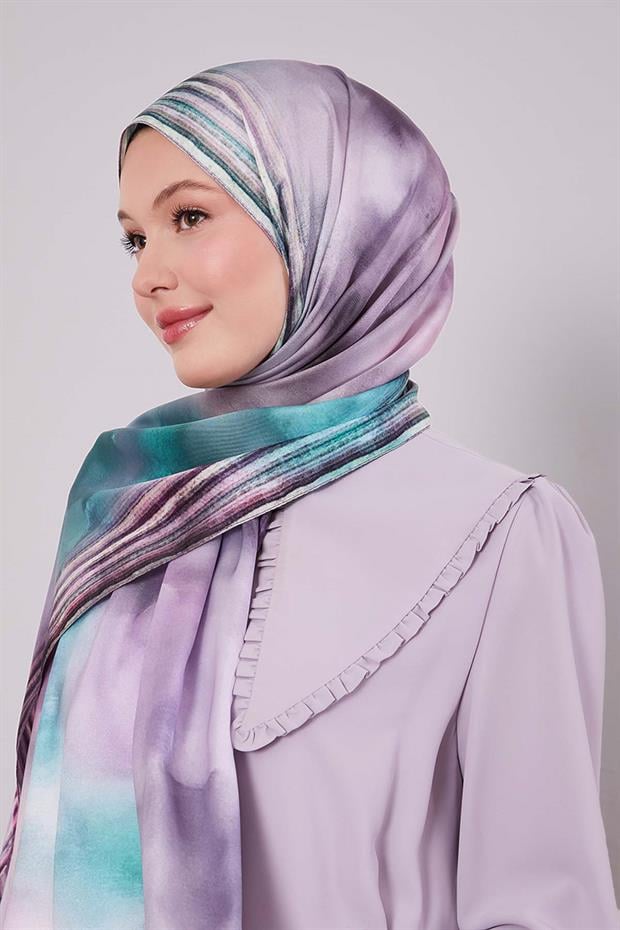 Mor Ebruli Desen Twill Şal