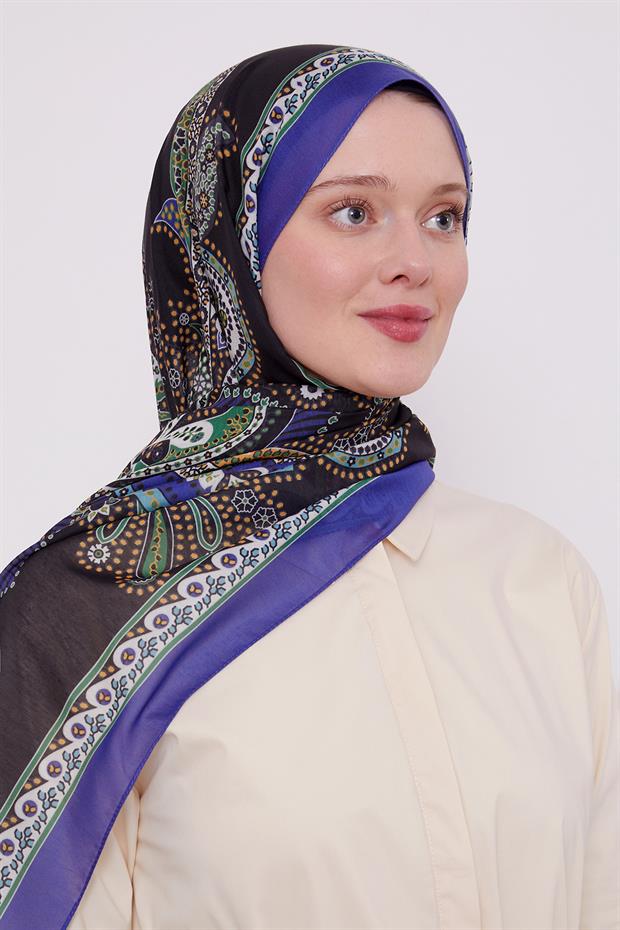 Mor Etnik Desen Sport Şal