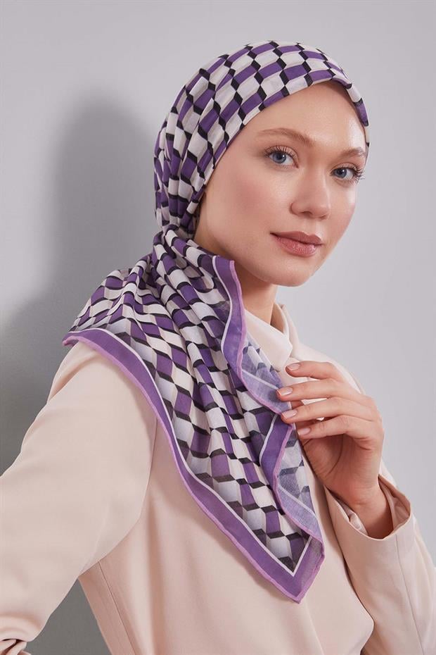 Mor Küp Desen Soft Eşarp