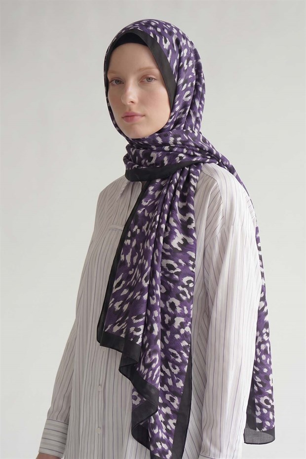 Mor Leopar Dokulu Sport Şal