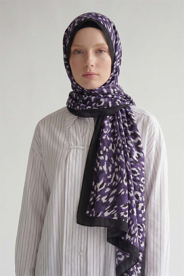 Mor Leopar Dokulu Sport Şal