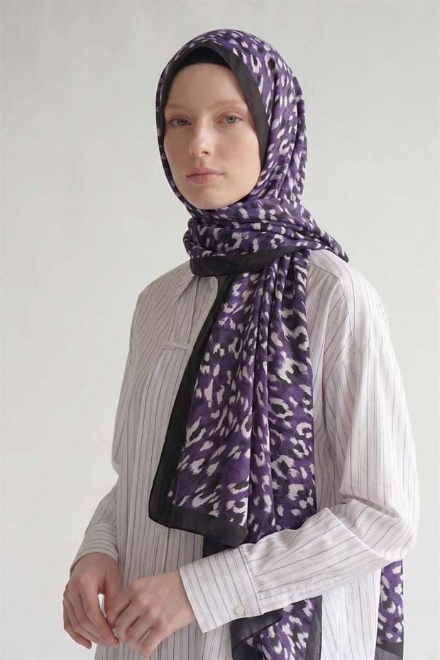 Mor Leopar Dokulu Sport Şal