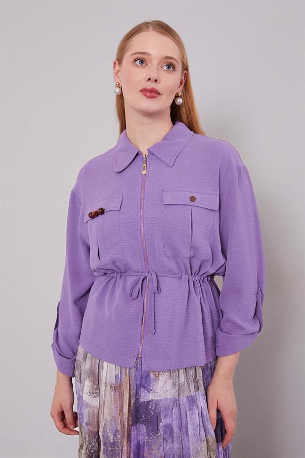 Mor - Lila Karışık Desenli Etek Takım