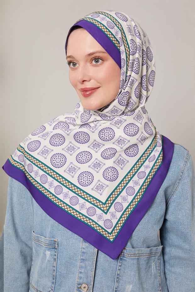 Mor Motif Desen Club Şal