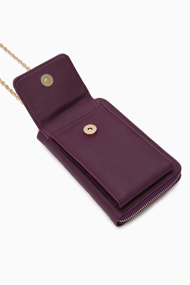 Mor Ön Cepli Zincirli Cüzdan