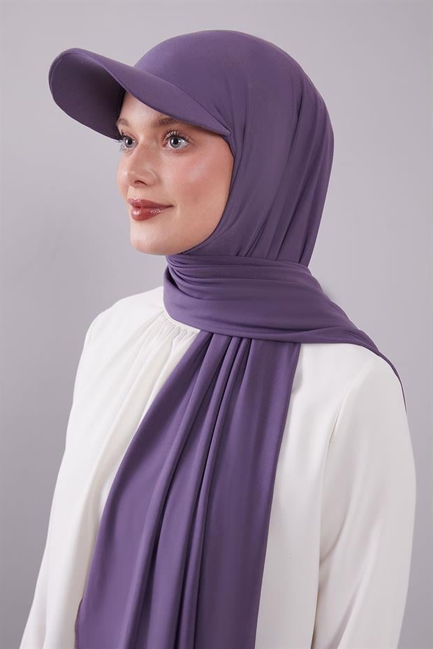 Mor Pratik Şapkalı Şal