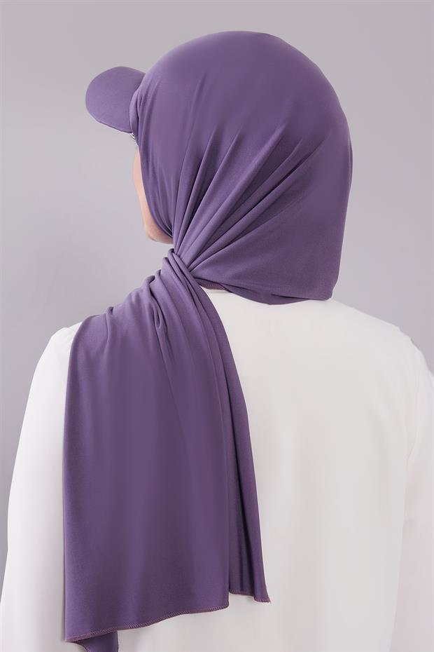 Mor Pratik Şapkalı Şal