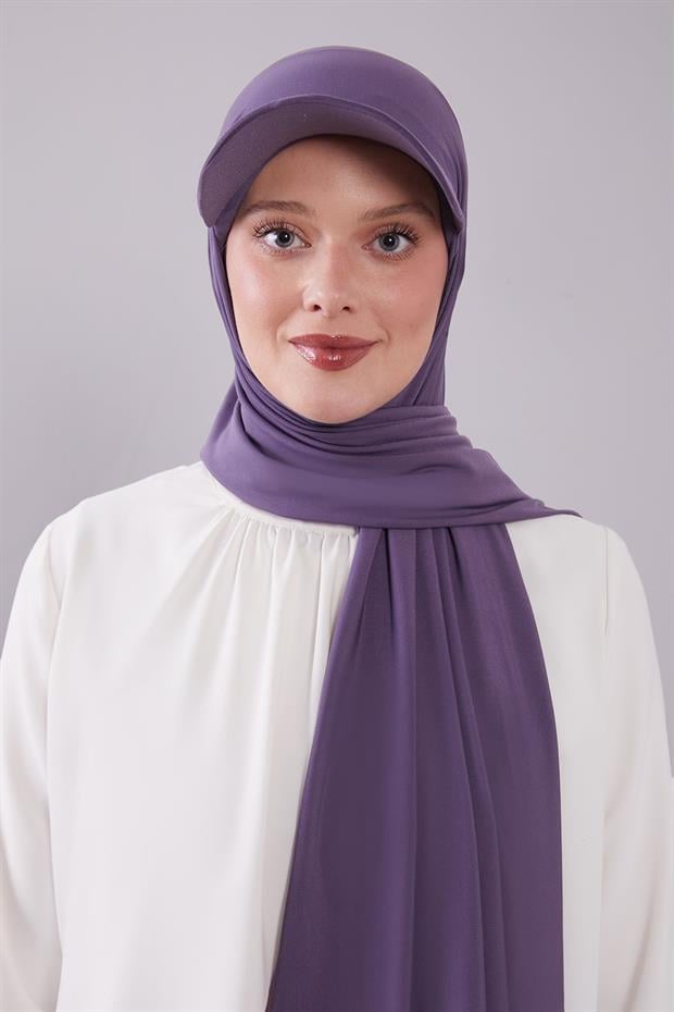 Mor Pratik Şapkalı Şal