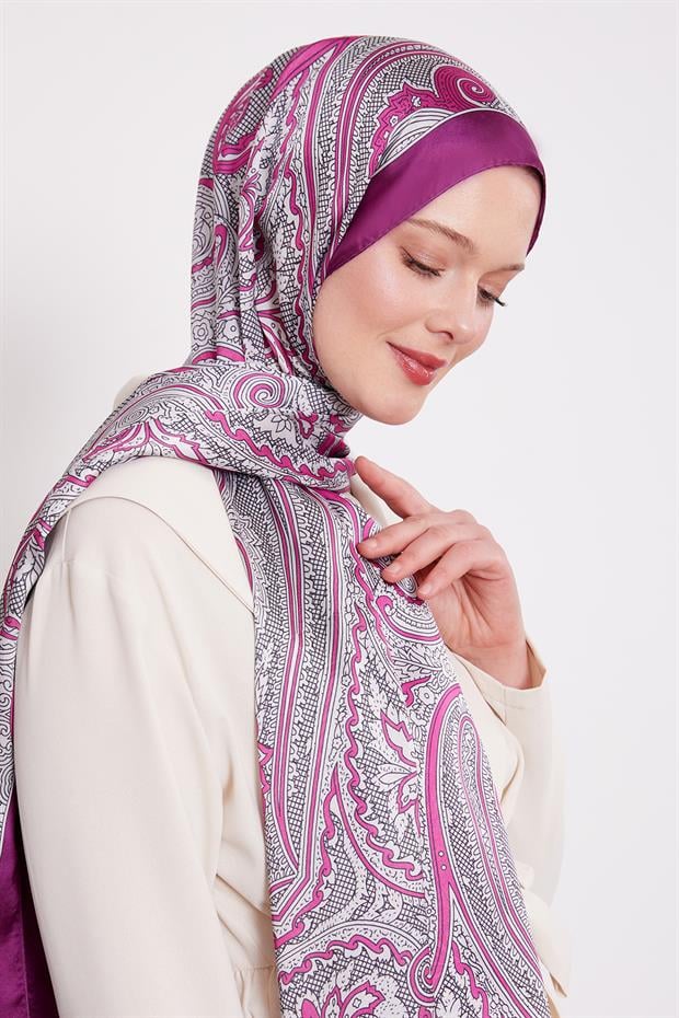 Mor Sarmal Hint İpeği Şal