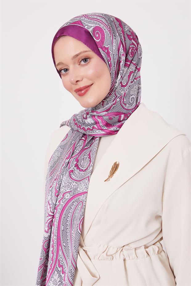 Mor Sarmal Hint İpeği Şal