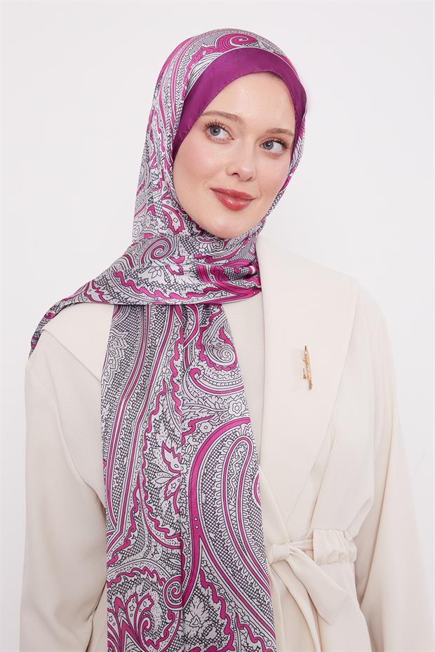 Mor Sarmal Hint İpeği Şal