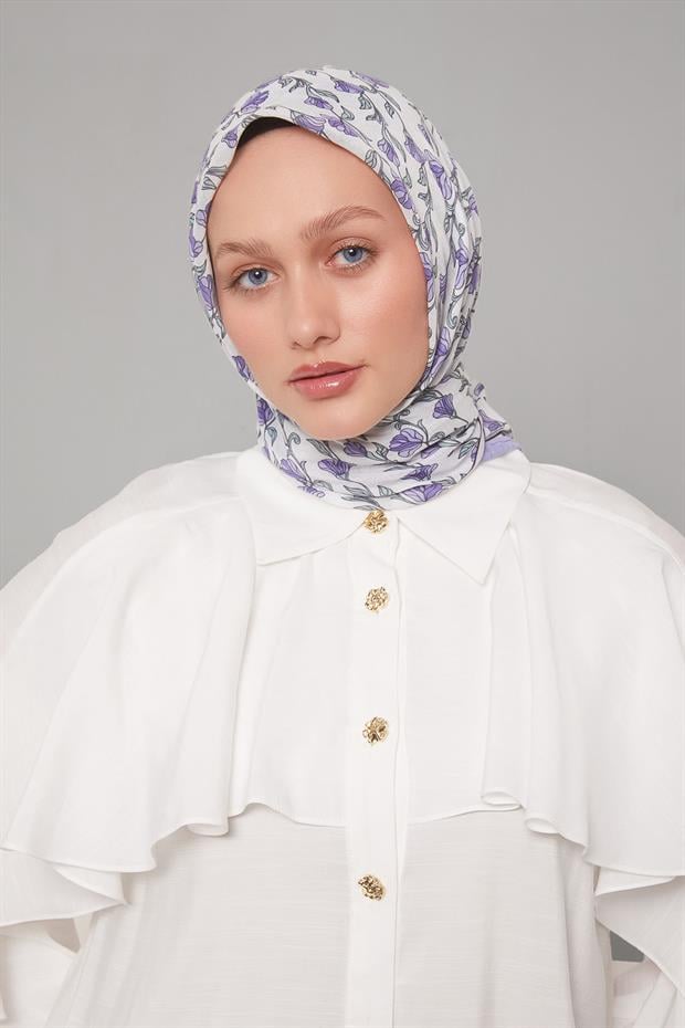 Mor Sarmaşık Desen Soft Eşarp