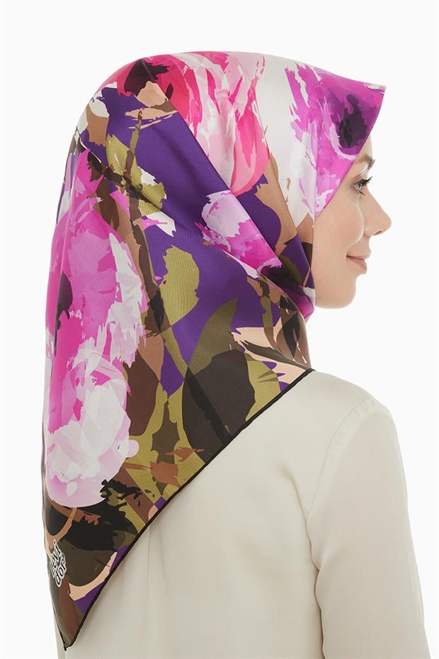 Mor Twill Saf İpek Eşarp