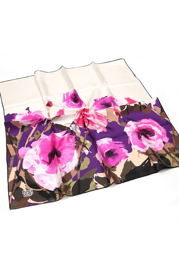 Mor Twill Saf İpek Eşarp