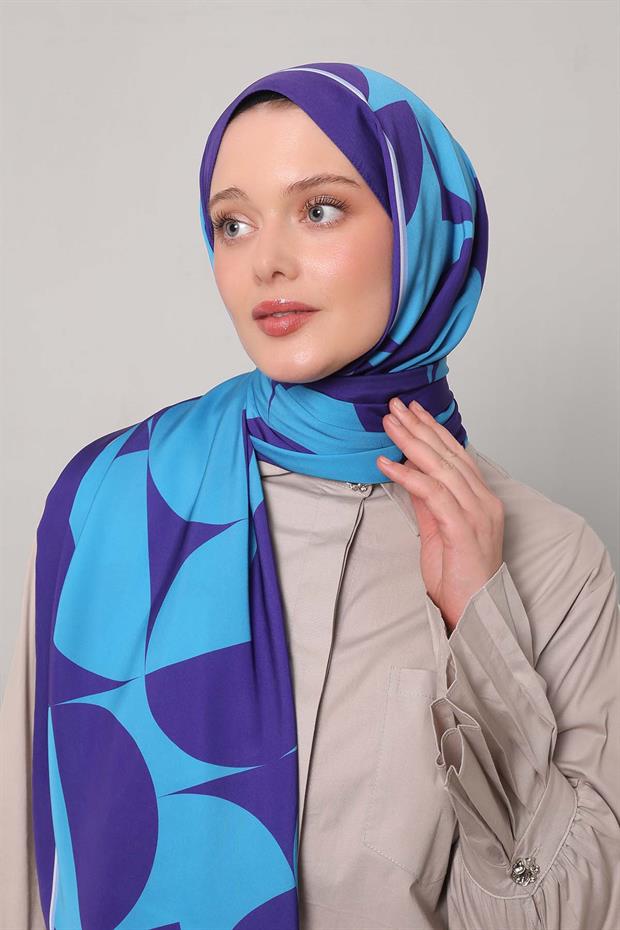 Morcivert Dairesel Desen Club Şal