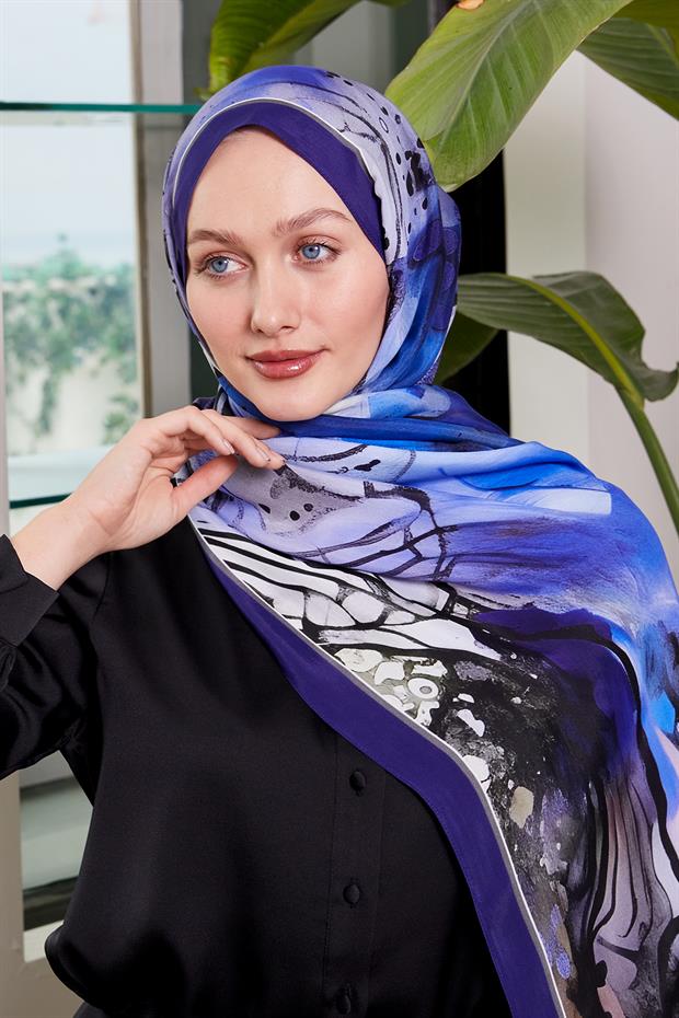 Morcivert Ebruli Desen Royal Şal