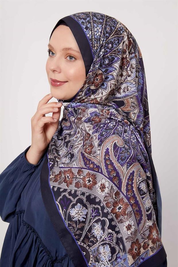 Morcivert Soyut Çiçek Desen Love Şal