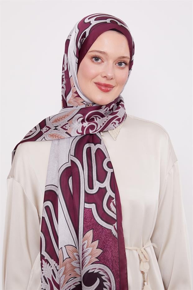 Mürdüm Baroklu Hint İpeği Şal