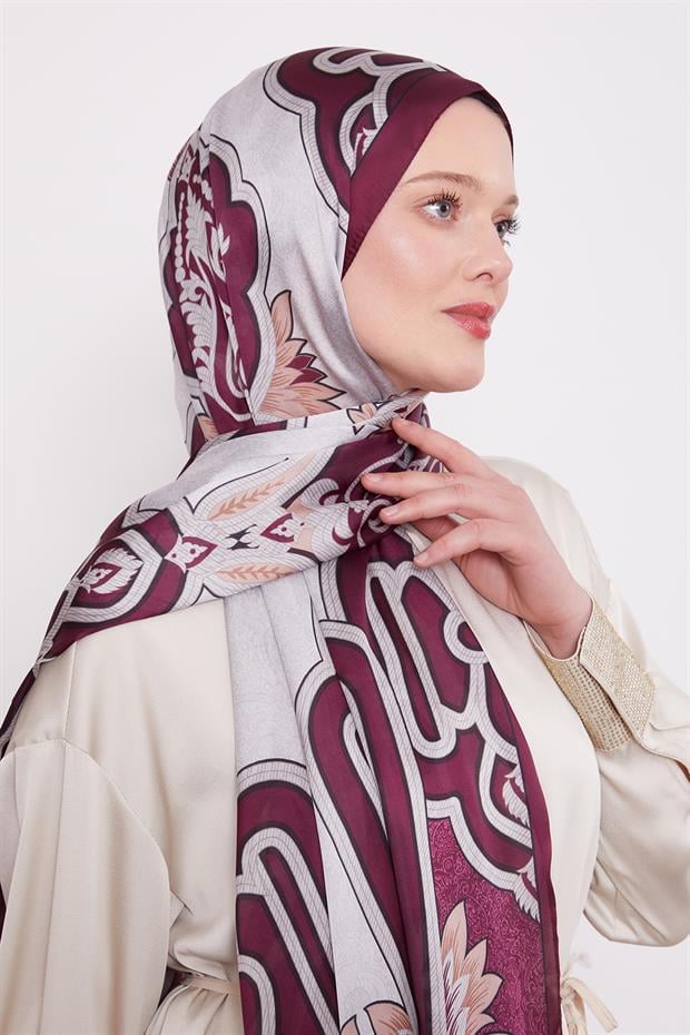 Mürdüm Baroklu Hint İpeği Şal