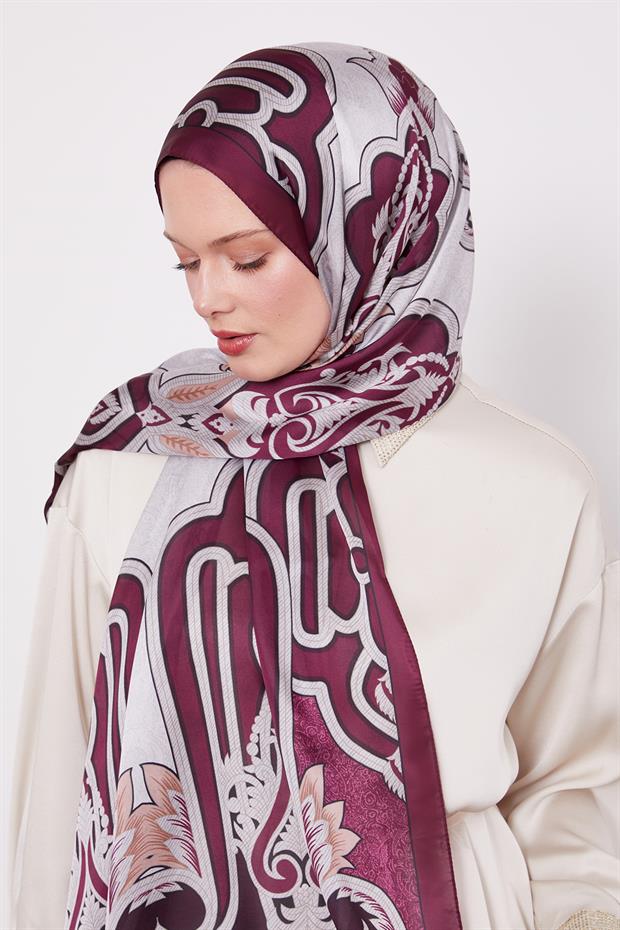 Mürdüm Baroklu Hint İpeği Şal