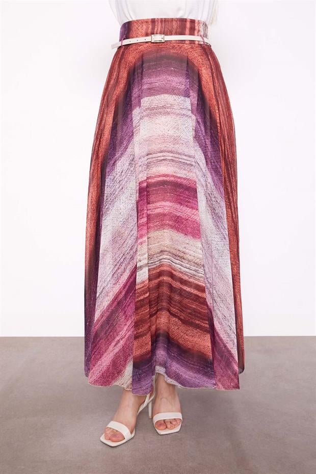 Mürdüm Batik Desen Etek