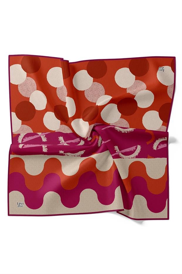 Mürdüm Yuvarlak Desen Twill İpek Eşarp