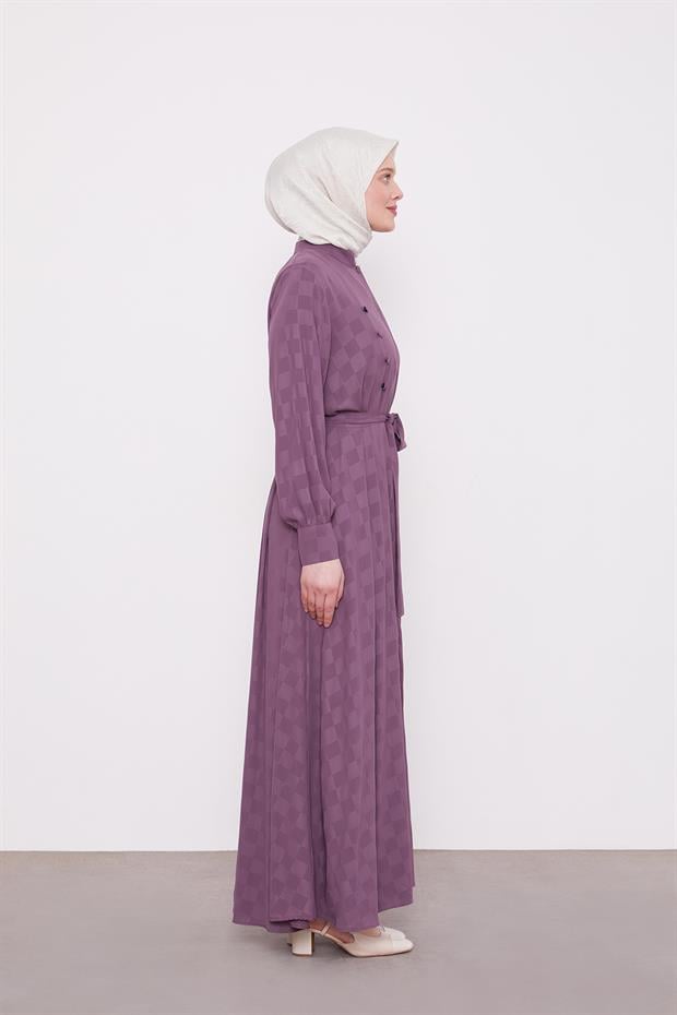 Mürdüm Dama Desen Ferace