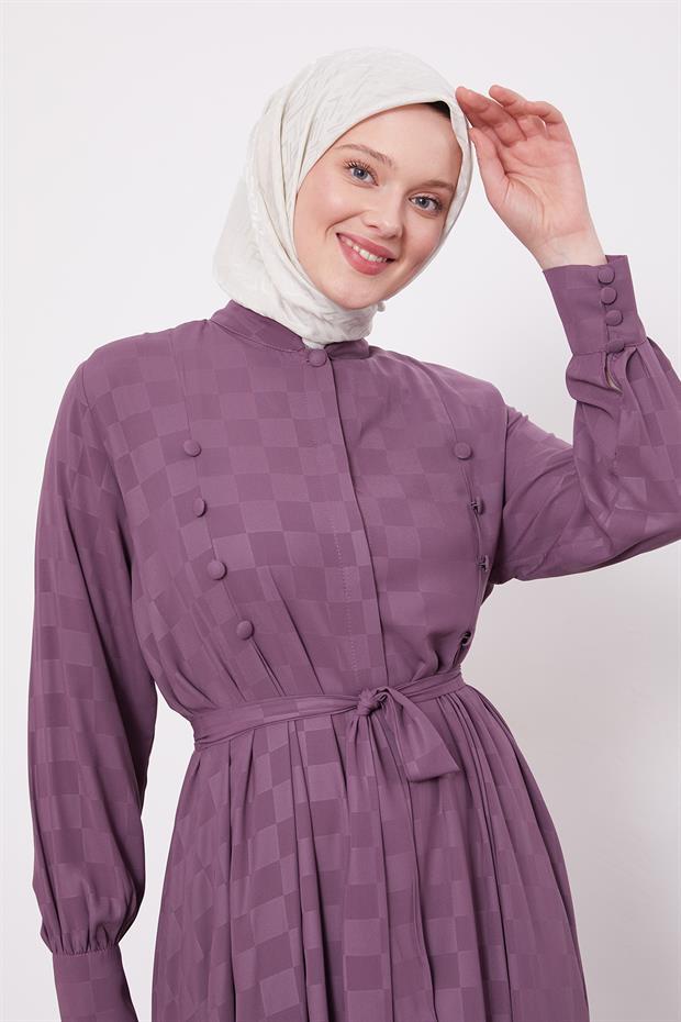 Mürdüm Dama Desen Ferace