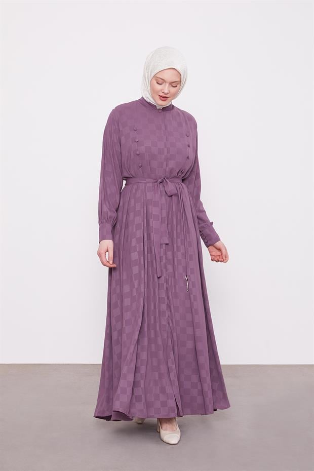 Mürdüm Dama Desen Ferace