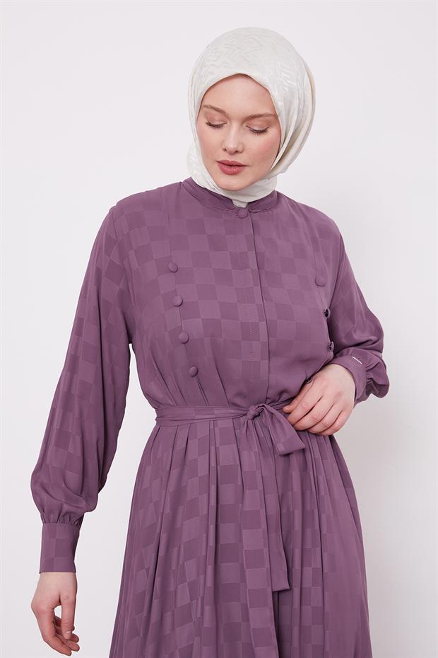 Mürdüm Dama Desen Ferace