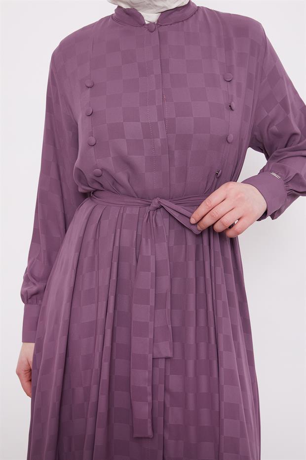 Mürdüm Dama Desen Ferace