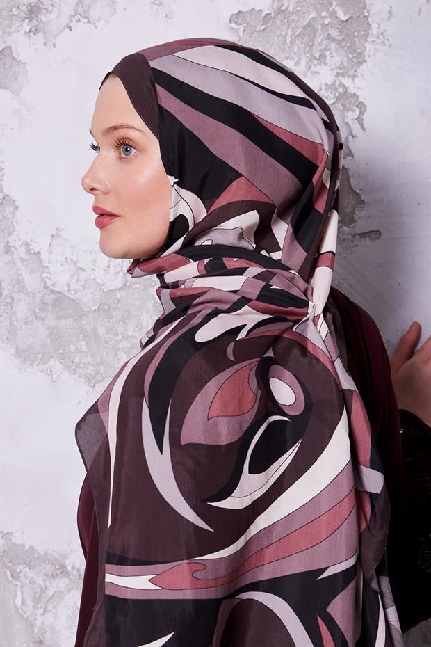 Mürdüm Damla Desen Royal Şal