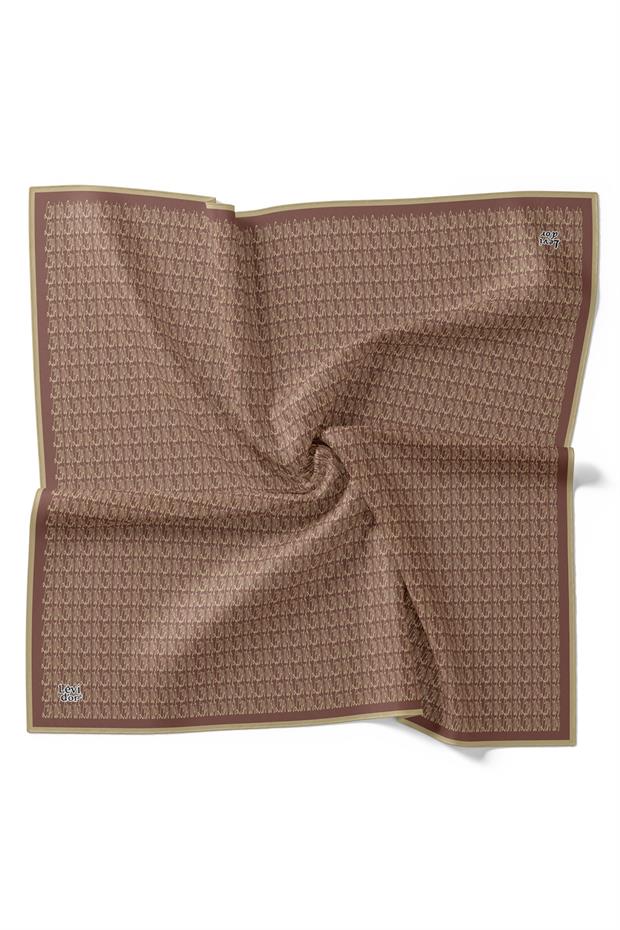 Mürdüm El Yazısı Desen Twill İpek Eşarp