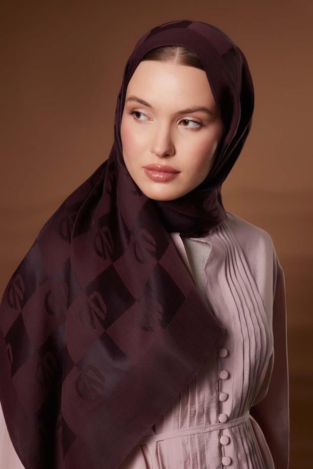 Mürdüm Kare LVD Baskılı Naia Jakar Şal