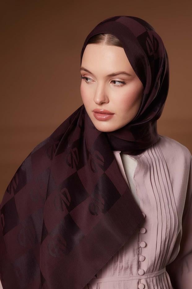 Mürdüm Kare LVD Baskılı Naia Jakar Şal