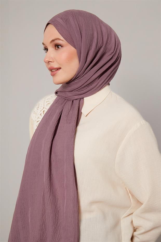 Mürdüm Kendinden Dokulu Natural Line Şal