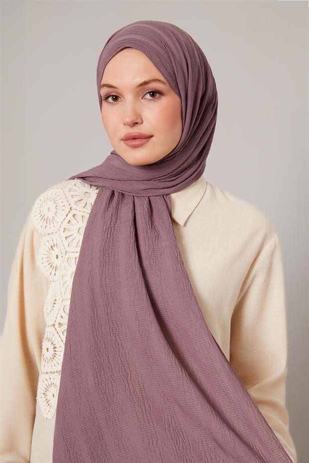 Mürdüm Kendinden Dokulu Natural Line Şal