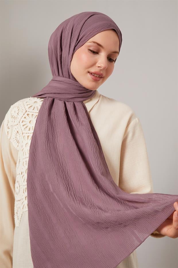 Mürdüm Kendinden Dokulu Natural Line Şal