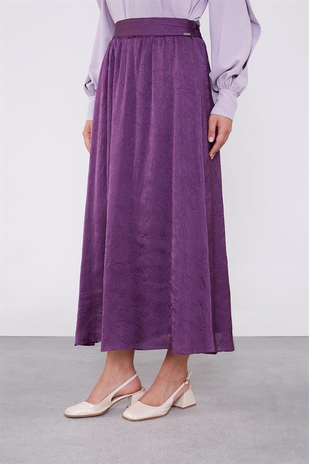 Mürdüm Kraş Desen Saten Etek