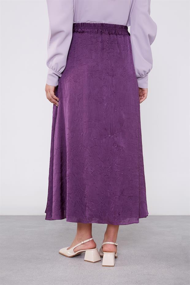 Mürdüm Kraş Desen Saten Etek